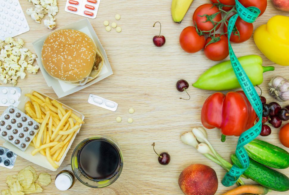 Image showing food items and medicine