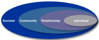 A graphic showing the socio-ecological model of public health.