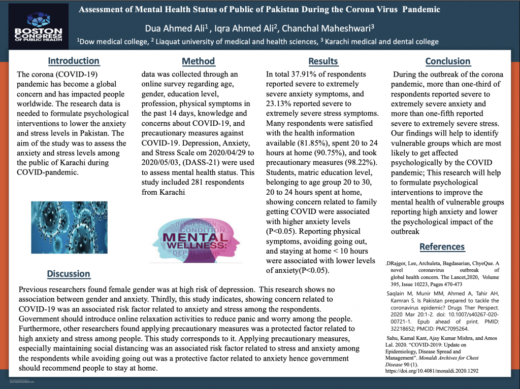 Edition 67 –Assessment of Mental Health Status of Public of Pakistan During the Corona Virus Pandemic