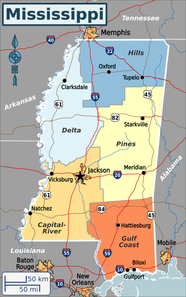 Mississippi WV Region Map EN