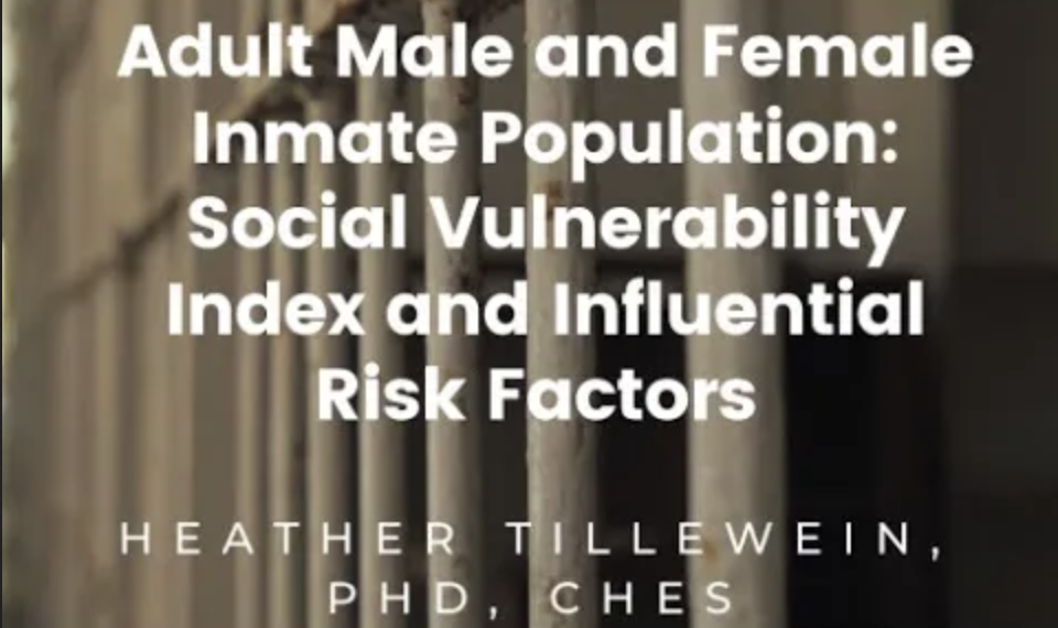 Adult Male and Female Inmate Population: Social Vulnerability Index and Influential Risk Factors