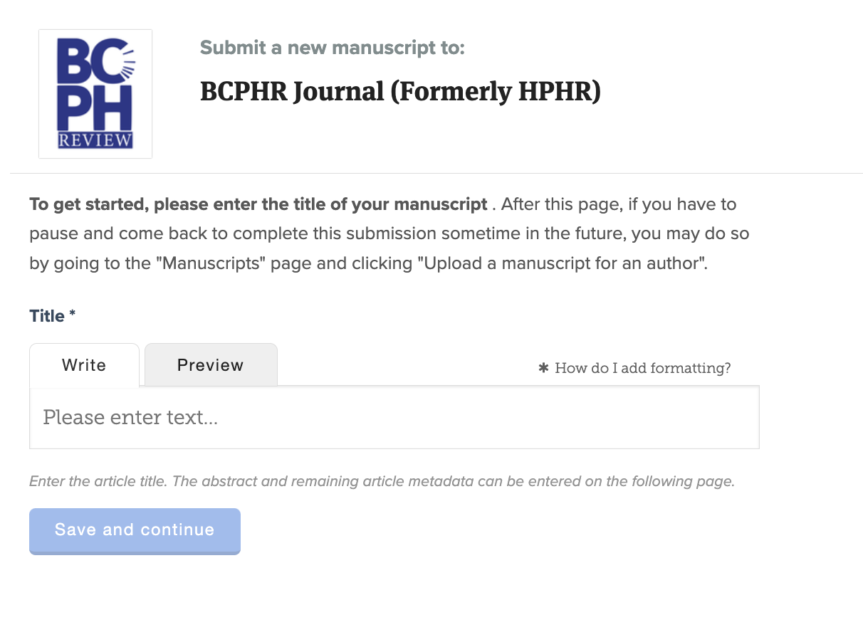 BCPHR Article Title